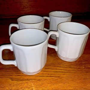 4 Vintage Antique “England” White ceramic mugs